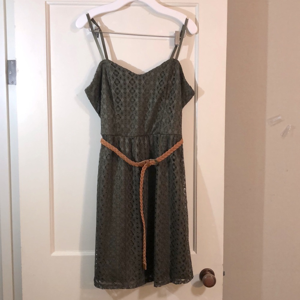 Maurices Lacy Olive Spaghetti Strap Dress
